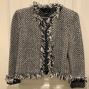 St. John Navy and White Blazer Classic Tweed Jacket